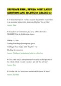DRIVESAFE FINAL REVIEW SHEET LATEST&NewLine;QUESTIONS AND SOLUTIONS GRADED A&plus;&NewLine;