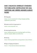 EARLY CHILDHOOD GENERALIST STANDARDS&NewLine;TOP FORECASTED CERTIFICATION TEST 2026&NewLine;QUESTIONS AND VERIFIED ANSWERS ALREADY&NewLine;PASSED