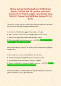 Bundle&colon; NCCT Medical Assistant Latest Practice Exam 2026-2027&sol; Medical Assistant Certification Exam &lpar;NCMA&rpar; Latest Practice Test Bank with 530 Questions and Correct Answers&sol; National Certified Medical Assistant NCMA Exam