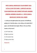 PRITE CLINICAL NEUROLOGY EXAM NEWEST 2026 &ndash; 400&plus; REAL TEST BANK QUESTIONS WITH CORRECT ANSWERS & RATIONALES &vert; PRITE NEUROLOGY SECTION REVIEW &ndash; PASS YOUR PSYCHIATRY RESIDENT IN‑TRAINING EXAM WITH CONFIDENCE&NewLine;&NewLine;