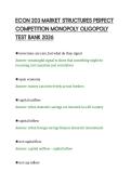 ECON 203 MARKET STRUCTURES PERFECT&NewLine;COMPETITION MONOPOLY OLIGOPOLY&NewLine;TEST BANK 2026&NewLine;