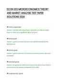 ECON 203 MICROECONOMICS THEORY&NewLine;AND MARKET ANALYSIS TEST PAPER&NewLine;SOLUTIONS 2026