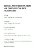 ECON 203 PRODUCTION COST THEORY&NewLine;AND FIRM BEHAVIOR FINAL PAPER&NewLine;WORKBOOK 2026&NewLine;