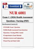 NUR 6001 Exam 1 &vert; &lpar;2026&rpar; Health Assessment Questions & Answers &vert; Advanced Nursing Practice &ndash; Complete A&plus; Study Guide &lpar;PDF&rpar;&NewLine;&NewLine;