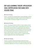EDF 6223 LEARNING THEORY APPLICATION&NewLine;2026 CERTIFICATION TEST BANK WITH&NewLine;SOLVED ITEMS
