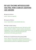 EDF 6223 TEACHING METHODOLOGIES&NewLine;2026 FINAL PAPER COMPLETE QUESTIONS&NewLine;AND ANSWERS&NewLine;