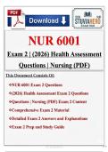 NUR 6001 Exam 2 &vert; &lpar;2026&rpar; Health Assessment Questions & Answers &vert; Advanced Nursing Practice &ndash; Complete A&plus; Study Guide &lpar;PDF&rpar;