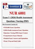 NUR 6001 Exam 3 &vert; &lpar;2026&rpar; Health Assessment Questions & Answers &vert; Advanced Nursing Practice &ndash; Complete A&plus; Study Guide &lpar;PDF&rpar;&NewLine;&NewLine;