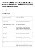 BSMCON NUR 2102 - Neurological System Exam &vert;&NewLine;Questions and Answers &vert; Verified Solutions &vert; 2026&NewLine;Edition &vert; Pass Guaranteed