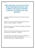 FIRE OFFICER 1 STATE EXAM TEST&NewLine;BANK 2026 1000 QUESTIONS AND&NewLine;CORRECT DETAILED ANSWERS&NewLine;&vert;ALREADY A GRADED &vert;NEW AND&NewLine;REVISED
