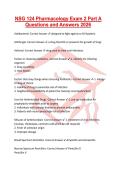 NSG 124 Pharmacology Exam 2 Part A Questions and Answers 2026