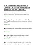 ETHICS AND PROFESSIONAL CONDUCT&NewLine;UPDATED EXAM 2 ACTUAL TEST PAPER 2026&NewLine;QUESTIONS SOLUTIONS GRADED A&plus;