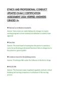 ETHICS AND PROFESSIONAL CONDUCT&NewLine;UPDATED EXAM 2 CERTIFICATION&NewLine;ASSESSMENT 2026 VERIFIED ANSWERS&NewLine;GRADED A&plus;