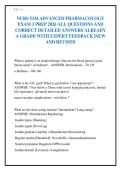 NURS 5334 ADVANCED PHARMACOLOGY&NewLine;EXAM 3 PREP 2026 ALL QUESTIONS AND&NewLine;CORRECT DETAILED ANSWERS ALREADY&NewLine;A GRADD WITH EXPERT FEEDBACK &vert;NEW&NewLine;AND REVISED&NewLine;