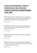 ETHICS AND PROFESSIONAL CONDUCT&NewLine;UPDATED EXAM 2 FINAL EXAM 2026&NewLine;COMPLETE QUESTIONS ANSWERS PREMIUM&NewLine;STUDY GUIDE&NewLine;