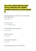 FAA FLIGHT DISPATCHER ADX EXAM&NewLine;ACTUAL QUESTIONS AND CORRECT&NewLine;ANSWERS COMPLETE SOLUTION GRADED&NewLine;A&plus;