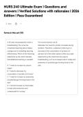NURS 240 Ultimate Exam &vert; Questions and&NewLine;Answers &vert; Verified Solutions with rationales &vert; 2026&NewLine;Edition &vert; Pass Guaranteed