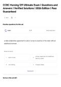 CCBC Nursing 129 Ultimate Exam &vert; Questions and&NewLine;Answers &vert; Verified Solutions &vert; 2026 Edition &vert; Pass&NewLine;Guaranteed
