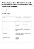 Nursing Fundamentals - CCBC Ultimate Exam &vert;&NewLine;Questions and Answers &vert; Verified Solutions &vert; 2026&NewLine;Edition &vert; Pass Guaranteed