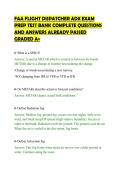 FAA FLIGHT DISPATCHER ADX EXAM&NewLine;PREP TEST BANK COMPLETE QUESTIONS&NewLine;AND ANSWERS ALREADY PASSED&NewLine;GRADED A&plus;