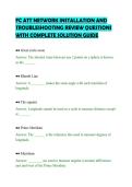 FC ATT NETWORK INSTALLATION AND&NewLine;TROUBLESHOOTING REVIEW QUESTIONS&NewLine;WITH COMPLETE SOLUTION GUIDE&NewLine;