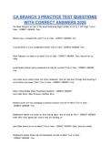 CA BRANCH 3 PRACTICE TEST QUESTIONS &NewLine;WITH CORRECT ANSWERS 2026