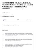 BSMCON NUR2102 - Mental Health & Mental&NewLine;Status Ultimate Exam &vert; Questions and Answers &vert;&NewLine;Verified Solutions &vert; 2026 Edition &vert; Pass&NewLine;Guaranteed