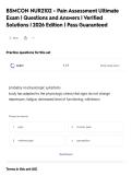 BSMCON NUR2102 - Pain Assessment Ultimate&NewLine;Exam &vert; Questions and Answers &vert; Verified&NewLine;Solutions &vert; 2026 Edition &vert; Pass Guaranteed