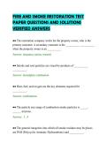 FIRE AND SMOKE RESTORATION TEST&NewLine;PAPER QUESTIONS AND SOLUTIONS&NewLine;VERIFIED ANSWERS&NewLine;