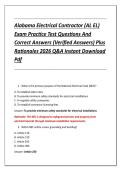 Alabama Electrical Contractor &lpar;AL EL&rpar; &NewLine;Exam Practice Test Questions And &NewLine;Correct Answers &lpar;Verified Answers&rpar; Plus &NewLine;Rationales 2026 Q&A Instant Download &NewLine;Pdf 