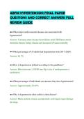 ABFM HYPERTENSION UPDATED &NewLine;COMPLETE QUESTIONS AND ANSWERS &NewLine;VERIFIED PREPARATION RESOURCE 
