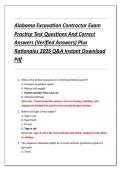 Alabama Excavation Contractor Exam &NewLine;Practice Test Questions And Correct &NewLine;Answers &lpar;Verified Answers&rpar; Plus &NewLine;Rationales 2026 Q&A Instant Download &NewLine;Pdf 