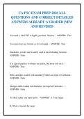 CA FSC EXAM PREP 2026 ALL&NewLine;QUESTIONS AND CORRECT DETAILED&NewLine;ANSWERS ALREADY A GRADED &vert;NEW&NewLine;AND REVISED