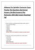 Alabama Fire Sprinkler Contractor Exam &NewLine;Practice Test Questions And Correct &NewLine;Answers &lpar;Verified Answers&rpar; Plus &NewLine;Rationales 2026 Q&A Instant Download &NewLine;Pdf 