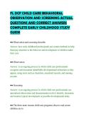 FL DCF CHILD CARE BEHAVIORAL&NewLine;OBSERVATION AND SCREENING ACTUAL&NewLine;QUESTIONS AND CORRECT ANSWERS&NewLine;COMPLETE EARLY CHILDHOOD STUDY&NewLine;GUIDE&NewLine;