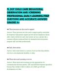 FL DCF CHILD CARE BEHAVIORAL&NewLine;OBSERVATION AND SCREENING&NewLine;PROFESSIONAL EARLY LEARNING PREP&NewLine;QUESTIONS AND ACCURATE ANSWERS&NewLine;GRADED A&plus;&NewLine;