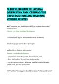 L DCF CHILD CARE BEHAVIORAL&NewLine;OBSERVATION AND SCREENING TEST&NewLine;PAPER QUESTIONS AND SOLUTIONS&NewLine;VERIFIED ANSWERS