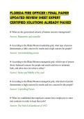FLORIDA FIRE OFFICER 1 FINAL PAPER&NewLine;UPDATED REVIEW SHEET EXPERT&NewLine;CERTIFIED SOLUTIONS ALREADY PASSED