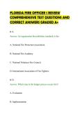 FLORIDA FIRE OFFICER 1 REVIEW&NewLine;COMPREHENSIVE TEST QUESTIONS AND&NewLine;CORRECT ANSWERS GRADED A&plus;