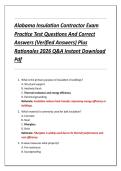 Alabama Insulation Contractor Exam &NewLine;Practice Test Questions And Correct &NewLine;Answers &lpar;Verified Answers&rpar; Plus &NewLine;Rationales 2026 Q&A Instant Download &NewLine;Pdf 
