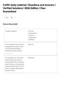CARN study material &vert; Questions and Answers &vert;&NewLine;Verified Solutions &vert; 2026 Edition &vert; Pass&NewLine;Guaranteed