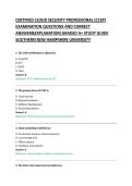 CERTIFIED CLOUD SECURITY PROFESSIONAL &lpar;CCSP&rpar; &NewLine;EXAMINATION QUESTIONS AND CORRECT &NewLine;ANSWER&EXPLANATION&vert;GRADED A&plus; STUDY GUIDE 