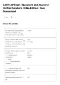 CARN-AP Exam &vert; Questions and Answers &vert;&NewLine;Verified Solutions &vert; 2026 Edition &vert; Pass&NewLine;Guaranteed