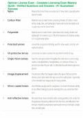 Optician License Exam Study Guide - Verified Questions and Answers - A&plus; Guaranteed Success Review