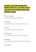 FLORIDA STATE FIRE INSTRUCTOR 3&NewLine;REVIEW SHEET FULL SOLUTION ACTUAL&NewLine;QUESTIONS WITH VERIFIED RESPONSES&NewLine;ALREADY PASSED&NewLine;
