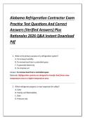 Alabama Refrigeration Contractor Exam &NewLine;Practice Test Questions And Correct &NewLine;Answers &lpar;Verified Answers&rpar; Plus &NewLine;Rationales 2026 Q&A Instant Download &NewLine;Pdf 