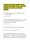 FLORIDA ELECTRICAL BUSINESS EXAM 7&NewLine;CERTIFICATION PREP ACTUAL TEST WITH&NewLine;VERIFIED SOLUTIONS 100 PERCENT&NewLine;CORRECT&NewLine;
