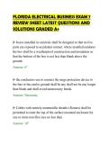 FLORIDA ELECTRICAL BUSINESS EXAM 7&NewLine;REVIEW SHEET LATEST QUESTIONS AND&NewLine;SOLUTIONS GRADED A&plus;&NewLine;