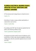 FLORIDA ELECTRICAL BUSINESS EXAM 7&NewLine;UPDATED ACTUAL QUESTIONS AND&NewLine;CORRECT ANSWERS&NewLine;