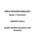 APEA Pathophysiology Master 1 Final Exam &vert; All Questions And Correct Answers &vert; Graded A&plus; &vert; Verified Answers &vert; Latest Version
